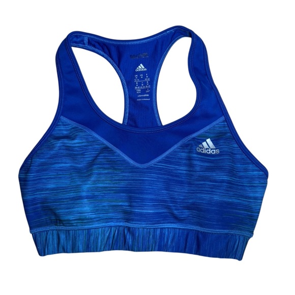 Adidas Climalite Sports Bra Women’s Medium Vibrant Blue Activewear Gym Top - Picture 1 of 4